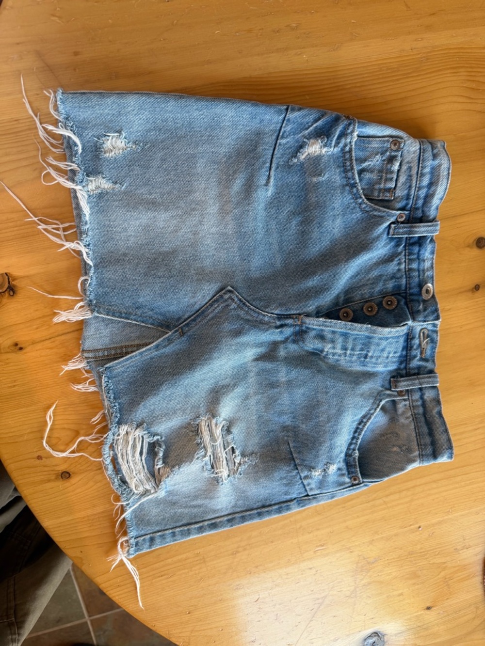 pistola Light Blue Distressed High-Rise Jean Shorts